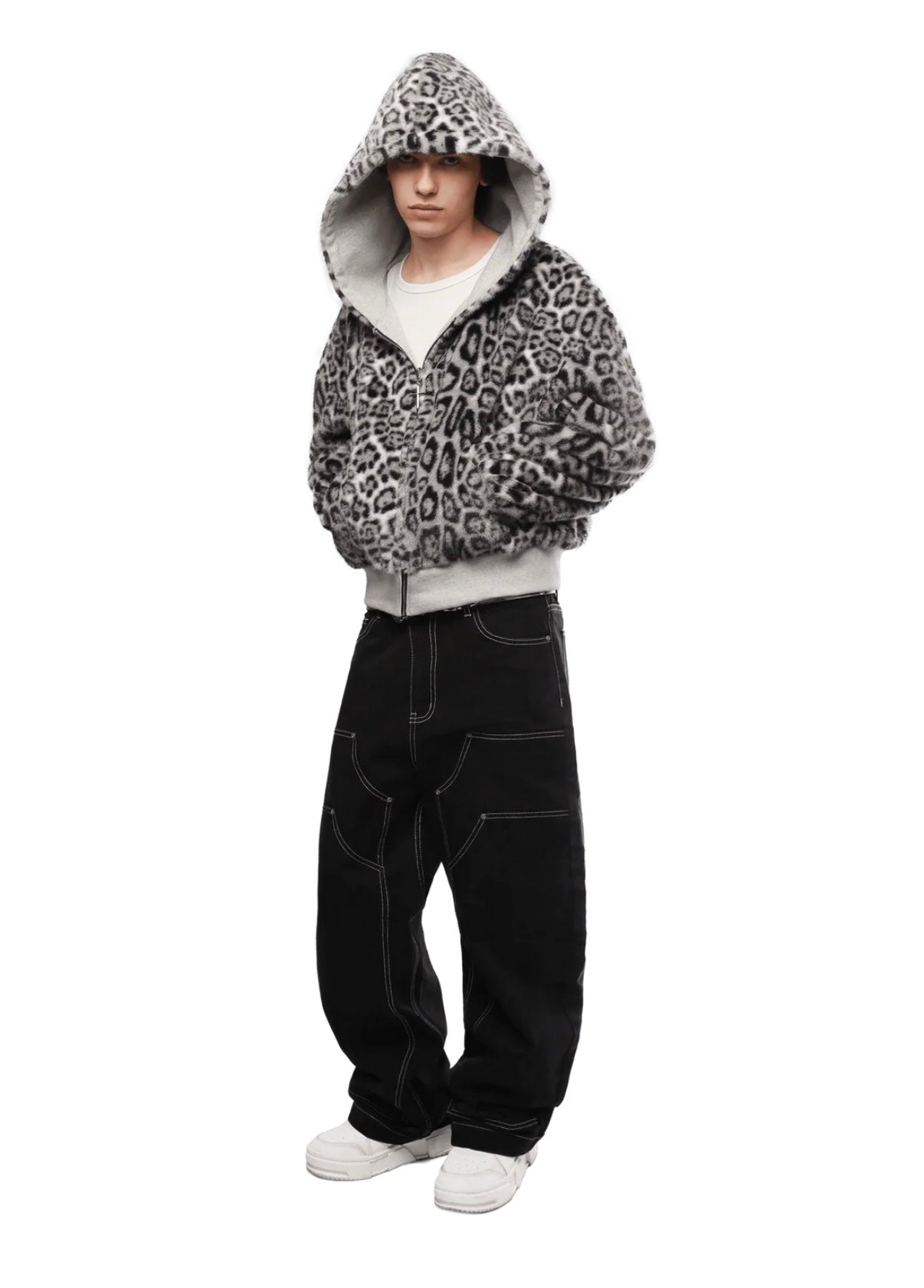 White Leopard Two sided Reversible Hoodie